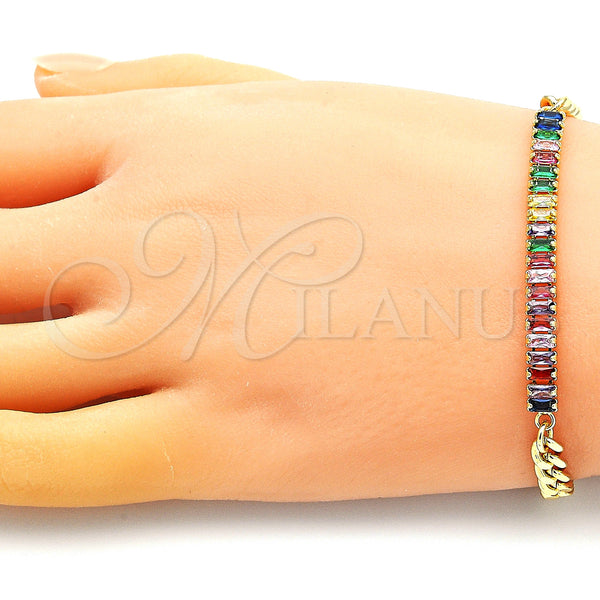 Gold Filled Bracelet — Fancy Bracelet Miami Cuban and Baguette Design with — alternate product view — SKU 149225 | Oro Laminado brazalete — elegante Bracelet Miami Cuban and Baguette diseño with — SKU 149225
