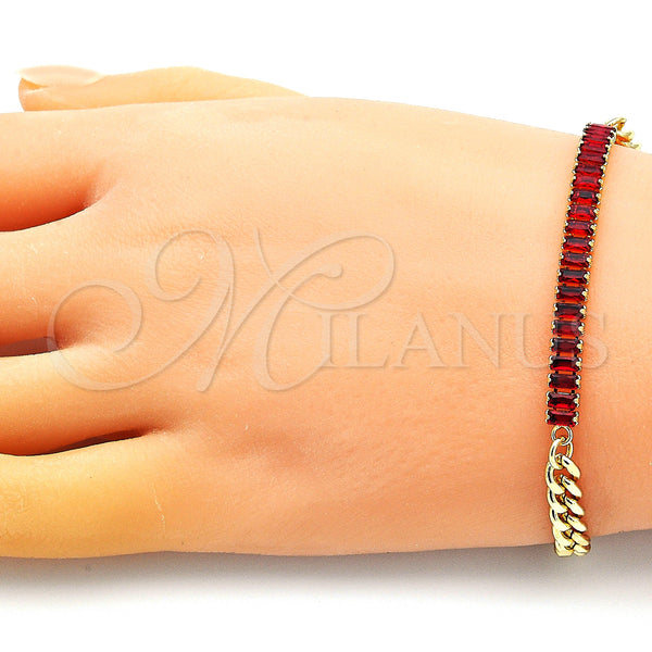 Gold Filled Bracelet — Fancy Bracelet Miami Cuban and Baguette Design with — alternate product view — SKU 149226 | Oro Laminado brazalete — elegante Bracelet Miami Cuban and Baguette diseño with — SKU 149226