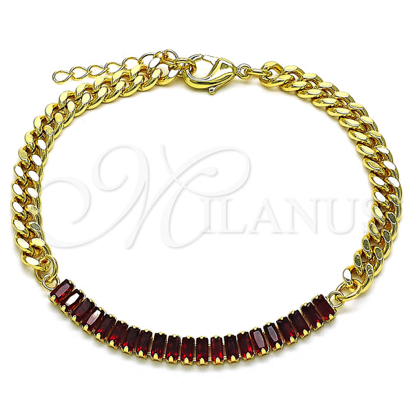 Gold Filled Bracelet — Fancy Bracelet Miami Cuban and Baguette Design with — main product view — SKU 149226 | Oro Laminado brazalete — elegante Bracelet Miami Cuban and Baguette diseño with — SKU 149226