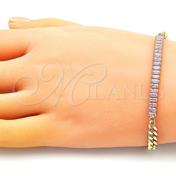 Gold Filled Bracelet — Fancy Bracelet Miami Cuban and Baguette Design with — alternate product view — SKU 149227 | Oro Laminado brazalete — elegante Bracelet Miami Cuban and Baguette diseño with — SKU 149227