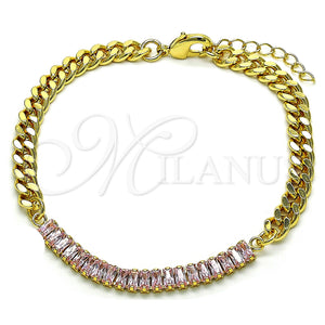 Gold Filled Bracelet — Fancy Bracelet Miami Cuban and Baguette Design with — main product view — SKU 149227 | Oro Laminado brazalete — elegante Bracelet Miami Cuban and Baguette diseño with — SKU 149227