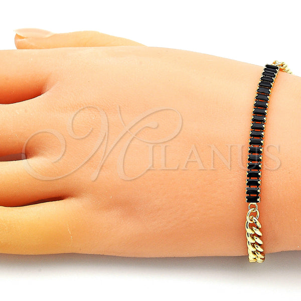 Gold Filled Bracelet — Fancy Bracelet Miami Cuban and Baguette Design with — alternate product view — SKU 149228 | Oro Laminado brazalete — elegante Bracelet Miami Cuban and Baguette diseño with — SKU 149228