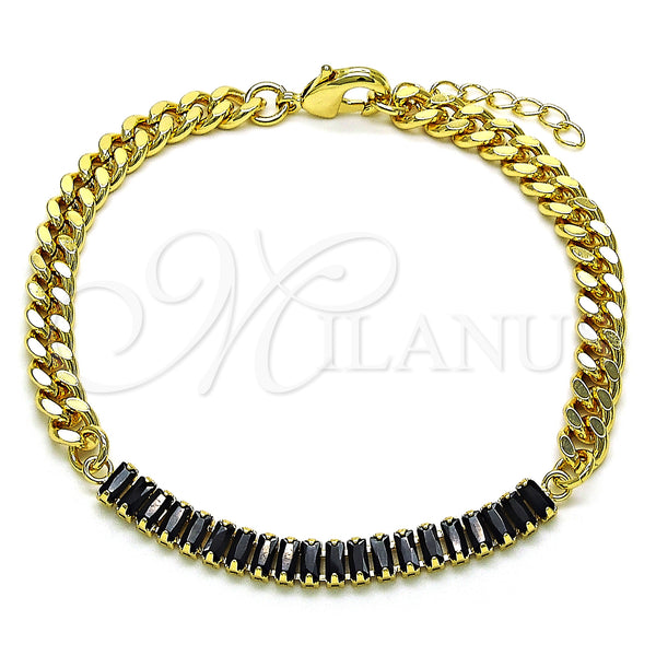 Gold Filled Bracelet — Fancy Bracelet Miami Cuban and Baguette Design with — main product view — SKU 149228 | Oro Laminado brazalete — elegante Bracelet Miami Cuban and Baguette diseño with — SKU 149228