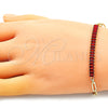 Oro Laminado Fancy Bracelet, Gold Filled Style Paperclip and Baguette Design, with Garnet Cubic Zirconia, Polished, Golden Finish, 03.130.0011.2.08 (04 MM Thickness, 8 Inches Length)