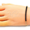 Oro Laminado Fancy Bracelet, Gold Filled Style Paperclip and Baguette Design, with Black Cubic Zirconia, Polished, Golden Finish, 03.130.0011.4.07 (04 MM Thickness, 7 Inches Length)