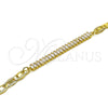 Oro Laminado Fancy Bracelet, Gold Filled Style Mariner and Baguette Design, with White Cubic Zirconia, Polished, Golden Finish, 03.130.0012.08 (05 MM Thickness, 8 Inches Length)