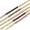 Oro Laminado Fancy Bracelet, Gold Filled Style Mariner and Baguette Design, with White Cubic Zirconia, Polished, Golden Finish, 03.130.0012.08 (05 MM Thickness, 8 Inches Length)