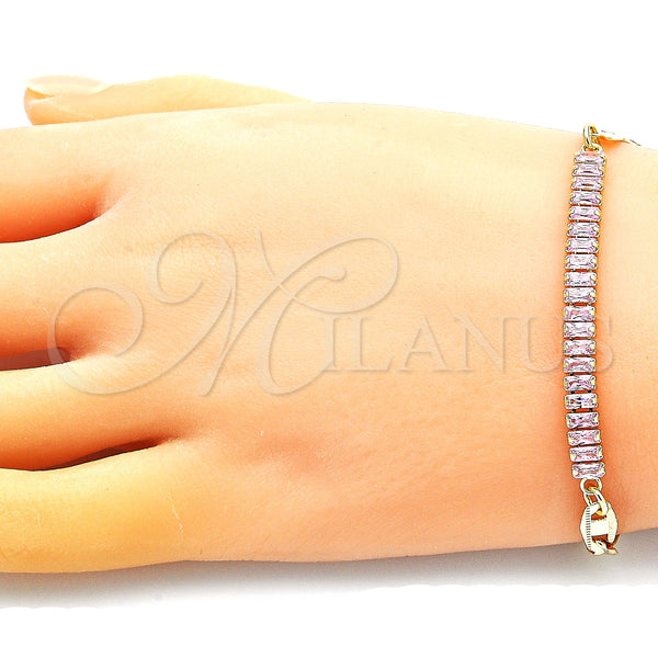 Gold Filled Bracelet — Fancy Bracelet Mariner and Baguette Design with Pink — alternate product view — SKU 149237 | Oro Laminado brazalete — elegante Bracelet Mariner and Baguette diseño with Pink — SKU 149237
