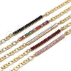 Oro Laminado Fancy Bracelet, Gold Filled Style Mariner and Baguette Design, with Black Cubic Zirconia, Polished, Golden Finish, 03.130.0012.4.08 (05 MM Thickness, 8 Inches Length)
