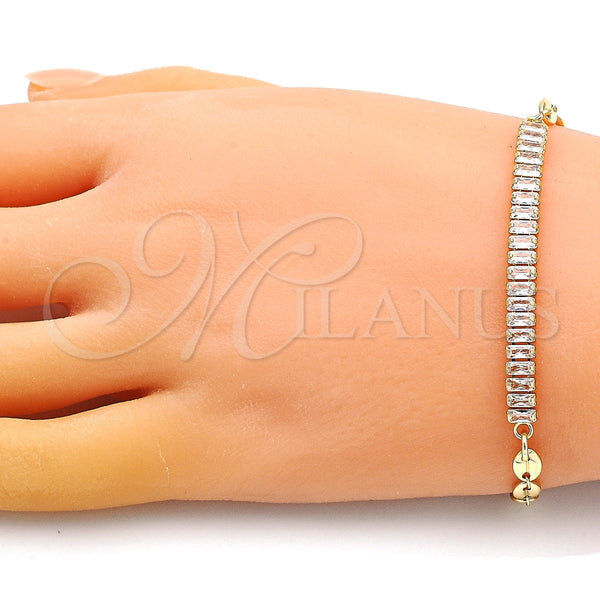 Gold Filled Bracelet — Fancy Bracelet Puff Mariner Design with White Cubic — alternate product view — SKU 149239 | Oro Laminado brazalete — elegante Bracelet Puff Mariner diseño with blanco Cubic — SKU 149239