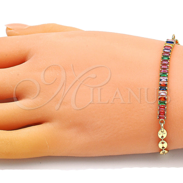 Gold Filled Bracelet — Fancy Bracelet Puff Mariner and Baguette Design with — alternate product view — SKU 149240 | Oro Laminado brazalete — elegante Bracelet Puff Mariner and Baguette diseño with — SKU 149240