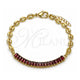 Oro Laminado Fancy Bracelet, Gold Filled Style Puff Mariner and Baguette Design, with Garnet Cubic Zirconia, Polished, Golden Finish, 03.130.0013.2.08 (05 MM Thickness, 8 Inches Length)