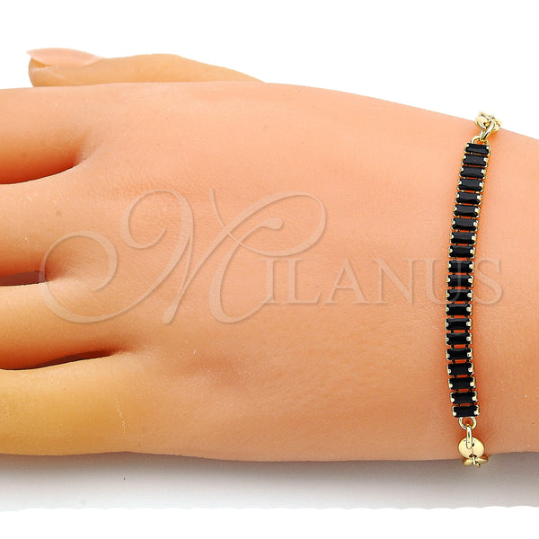 Gold Filled Bracelet — Fancy Bracelet Puff Mariner and Baguette Design with — alternate product view — SKU 149243 | Oro Laminado brazalete — elegante Bracelet Puff Mariner and Baguette diseño with — SKU 149243