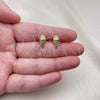 Oro Laminado Stud Earring, Gold Filled Style Ice Cream Design, with White Micro Pave, Polished, Golden Finish, 02.344.0133