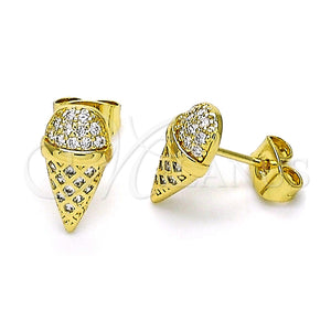 Gold Filled Ring — Stud Earring Ice Cream Design with White Micro — main product view — SKU 149245 | Oro Laminado anillo — Stud Earring Ice Cream diseño with blanco Micro — SKU 149245