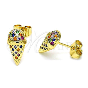 Gold Filled Ring — Stud Earring Ice Cream Design with Multicolor Micro — main product view — SKU 149246 | Oro Laminado anillo — Stud Earring Ice Cream diseño with Multicolor Micro — SKU 149246