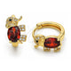 Oro Laminado Huggie Hoop, Gold Filled Style Elephant Design, with Garnet Cubic Zirconia and White Micro Pave, Polished, Golden Finish, 02.344.0134.1.15