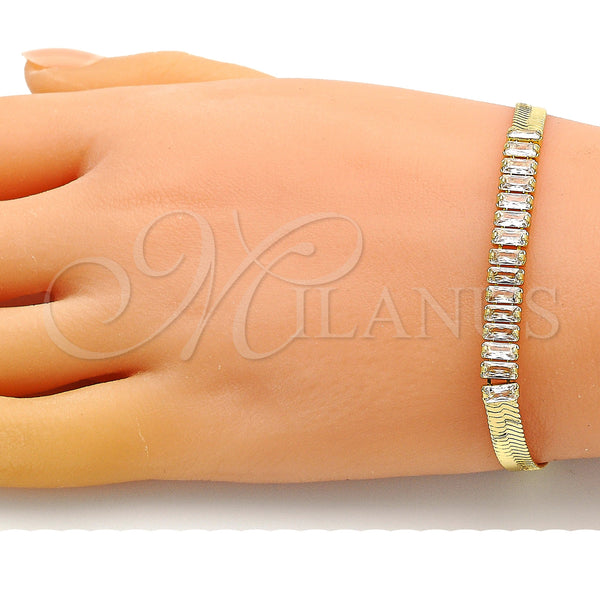 Gold Filled Bracelet — Fancy Bracelet Baguette Design with White Cubic Zirconia — alternate product view — SKU 149250 | Oro Laminado brazalete — elegante Bracelet Baguette diseño with blanco Cubic Zirconia — SKU 149250