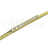 Oro Laminado Fancy Bracelet, Gold Filled Style Baguette Design, with White Cubic Zirconia, Polished, Golden Finish, 04.341.0097.07 (05 MM Thickness, 7 Inches Length)