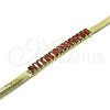 Oro Laminado Fancy Bracelet, Gold Filled Style Baguette Design, with Garnet Cubic Zirconia, Polished, Golden Finish, 04.341.0097.1.07 (05 MM Thickness, 7 Inches Length)