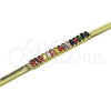 Oro Laminado Fancy Bracelet, Gold Filled Style Baguette Design, with Multicolor Cubic Zirconia, Polished, Golden Finish, 04.341.0097.3.07 (05 MM Thickness, 7 Inches Length)