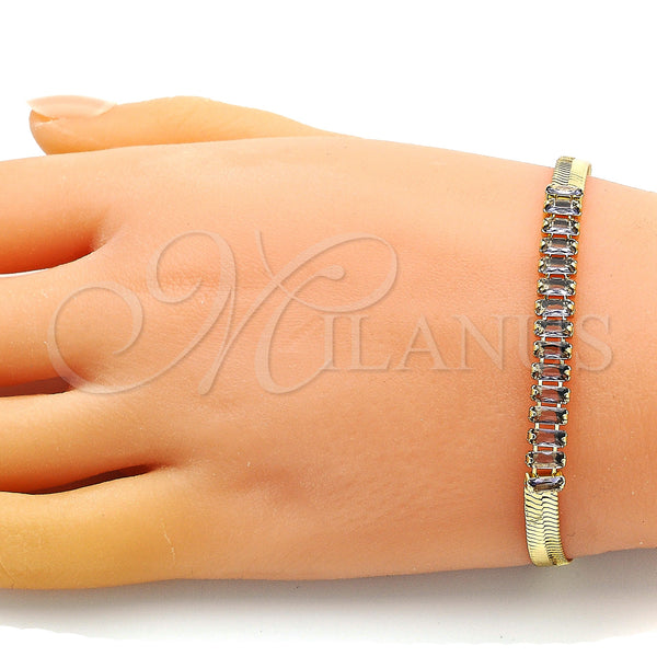 Gold Filled Bracelet — Fancy Bracelet Baguette Design with Amethyst Cubic Zirconia — alternate product view — SKU 149254 | Oro Laminado brazalete — elegante Bracelet Baguette diseño with Amethyst Cubic Zirconia — SKU 149254