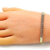 Oro Laminado Fancy Bracelet, Gold Filled Style Baguette Design, with Amethyst Cubic Zirconia, Polished, Golden Finish, 04.341.0097.5.07 (05 MM Thickness, 7 Inches Length)