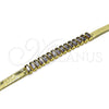 Oro Laminado Fancy Bracelet, Gold Filled Style Baguette Design, with Amethyst Cubic Zirconia, Polished, Golden Finish, 04.341.0097.5.07 (05 MM Thickness, 7 Inches Length)