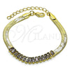 Oro Laminado Fancy Bracelet, Gold Filled Style Baguette Design, with Amethyst Cubic Zirconia, Polished, Golden Finish, 04.341.0097.5.07 (05 MM Thickness, 7 Inches Length)