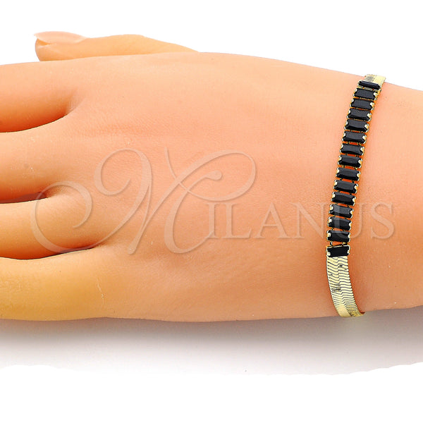 Gold Filled Bracelet — Fancy Bracelet Baguette Design with Black Cubic Zirconia — alternate product view — SKU 149255 | Oro Laminado brazalete — elegante Bracelet Baguette diseño with negro Cubic Zirconia — SKU 149255