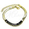 Oro Laminado Fancy Bracelet, Gold Filled Style Baguette Design, with Black Cubic Zirconia, Polished, Golden Finish, 04.341.0097.6.07 (05 MM Thickness, 7 Inches Length)