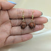 Oro Laminado Dangle Earring, Gold Filled Style Ball Design, with Brown Goldstone Venturina, Polished, Golden Finish, 02.63.2747