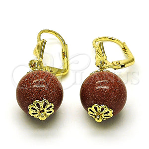 Gold Filled Ring — Dangle Earring Ball Design with Brown Goldstone Venturina — main product view — SKU 149262 | Oro Laminado anillo — Dangle Earring Ball diseño with Brown Goldstone Venturina — SKU 149262