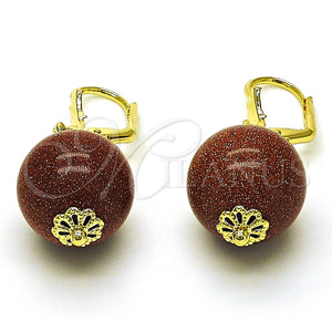Gold Filled Ring — Dangle Earring Ball Design with Brown Goldstone Venturina — main product view — SKU 149263 | Oro Laminado anillo — Dangle Earring Ball diseño with Brown Goldstone Venturina — SKU 149263