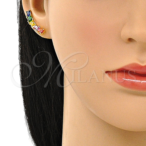 Gold Filled Ring — Earcuff Baguette Design with Multicolor Cubic Zirconia Polished — alternate product view — SKU 149265 | Oro Laminado anillo — Earcuff Baguette diseño with Multicolor Cubic Zirconia pulido — SKU 149265