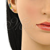 Oro Laminado Earcuff, Gold Filled Style Baguette Design, with Multicolor Cubic Zirconia, Polished, Golden Finish, 02.210.0732.1