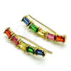 Oro Laminado Earcuff, Gold Filled Style Baguette Design, with Multicolor Cubic Zirconia, Polished, Golden Finish, 02.210.0732.1