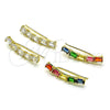 Oro Laminado Earcuff, Gold Filled Style Baguette Design, with Multicolor Cubic Zirconia, Polished, Golden Finish, 02.210.0732.1