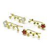 Oro Laminado Earcuff, Gold Filled Style Star Design, with Multicolor Cubic Zirconia, Polished, Golden Finish, 02.210.0735.1
