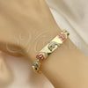 Oro Laminado Fancy Bracelet, Gold Filled Style Dolphin and Heart Design, with White and Black Micro Pave, Polished, Tricolor, 03.253.0073.08 (08 MM Thickness, 8 Inches Length)