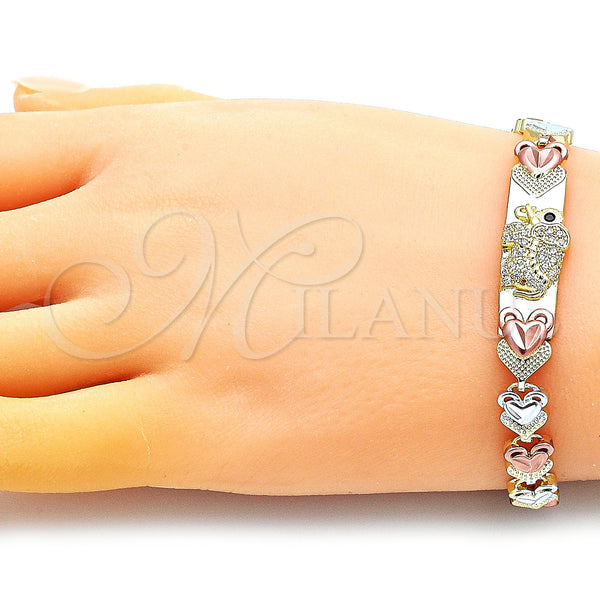 Gold Filled Bracelet — Fancy Bracelet Elephant and Heart Design with White — alternate product view — SKU 149276 | Oro Laminado brazalete — elegante Bracelet Elephant and corazón diseño with blanco — SKU 149276