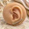 Oro Laminado Earcuff, Gold Filled Style Leaf Design, with White Micro Pave, Polished, Golden Finish, 02.210.0738