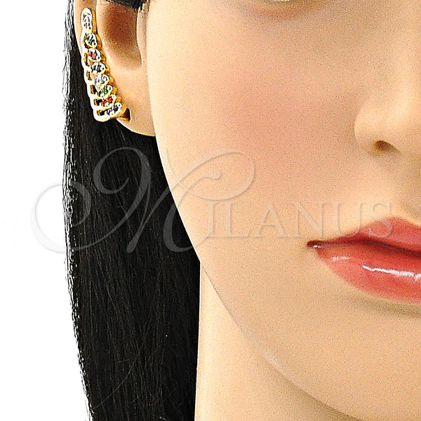 Gold Filled Ring — Earcuff Leaf Design with Multicolor Micro Pave Polished — alternate product view — SKU 149284 | Oro Laminado anillo — Earcuff Leaf diseño with Multicolor Micro Pave pulido — SKU 149284