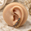 Oro Laminado Earcuff, Gold Filled Style Leaf Design, with Multicolor Micro Pave, Polished, Golden Finish, 02.210.0738.1