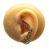 Oro Laminado Earcuff, Gold Filled Style Leaf Design, with Multicolor Micro Pave, Polished, Golden Finish, 02.210.0738.1