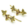 Oro Laminado Earcuff, Gold Filled Style Butterfly Design, with Multicolor Micro Pave, Polished, Golden Finish, 02.210.0739.1