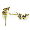 Oro Laminado Earcuff, Gold Filled Style Dragon-Fly Design, with Multicolor Micro Pave and Ruby Cubic Zirconia, Polished, Golden Finish, 02.210.0740.1