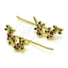 Oro Laminado Earcuff, Gold Filled Style Dragon-Fly Design, with Multicolor Micro Pave and Ruby Cubic Zirconia, Polished, Golden Finish, 02.210.0740.1