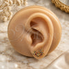 Oro Laminado Earcuff, Gold Filled Style Dragon-Fly Design, with Multicolor Micro Pave and Ruby Cubic Zirconia, Polished, Golden Finish, 02.210.0740.1