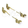 Oro Laminado Earcuff, Gold Filled Style Dragon-Fly Design, with Multicolor Micro Pave and Ruby Cubic Zirconia, Polished, Golden Finish, 02.210.0740.1